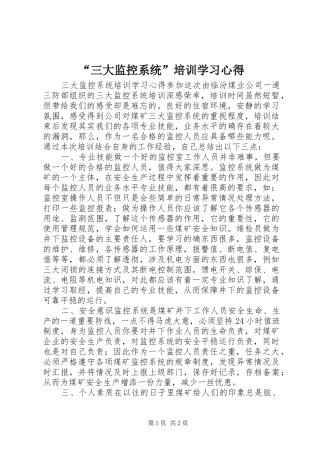 “三大监控系统”培训学习心得