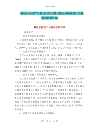基层农技推广与建设补助方案与基层办税服务厅优化交流材料汇编