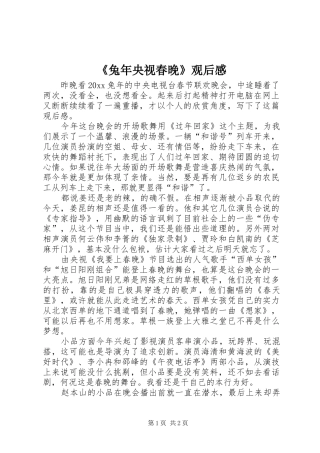 《兔年央视春晚》观后感