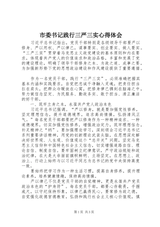 市委书记践行三严三实心得体会