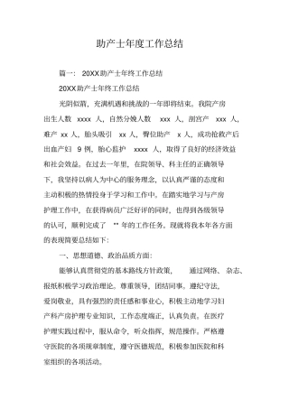 助产士年工作总结