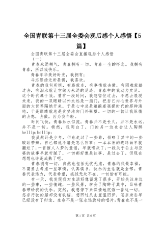 全国青联第十三届全委会观后感个人感悟【5篇】