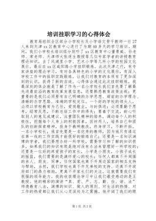 培训挂职学习的心得体会