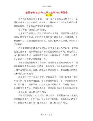 基层干部2024年三严三实学习心得体会