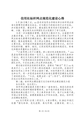 信用社标杆网点规范化建设心得