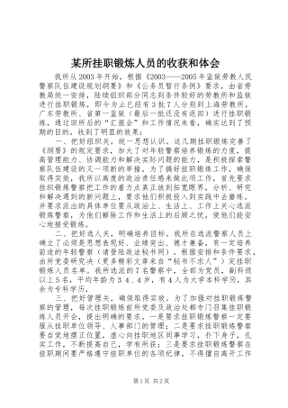 某所挂职锻炼人员的收获和体会