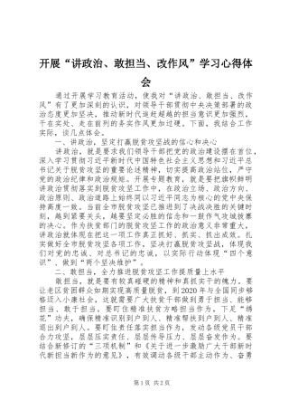 开展“讲政治、敢担当、改作风”学习心得体会