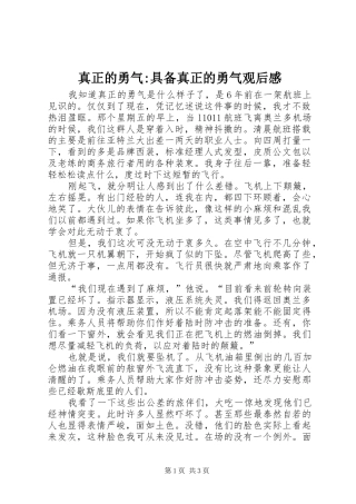 真正的勇气-具备真正的勇气观后感