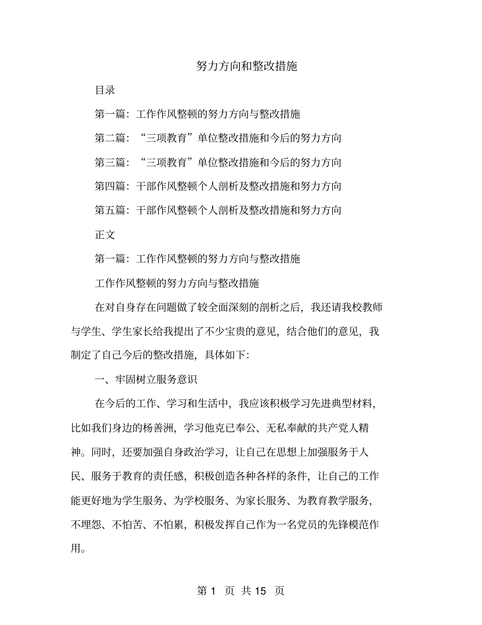 努力方向和整改措施_第1页