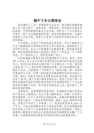 端午下乡心得体会