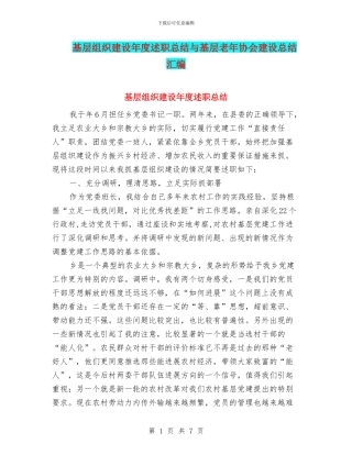 基层组织建设年度述职总结与基层老年协会建设总结汇编