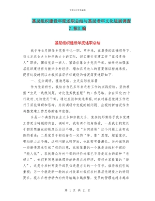 基层组织建设年度述职总结与基层老年文化发展调查汇报汇编