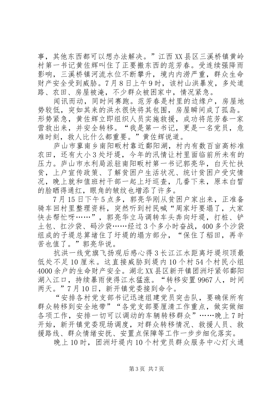 20XX年抗洪一线党旗飞扬观后感心得多篇_第3页