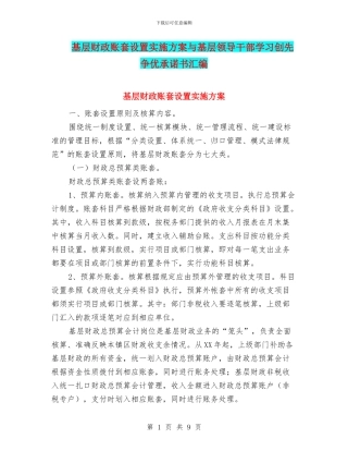 基层财政账套设置实施方案与基层领导干部学习创先争优承诺书汇编