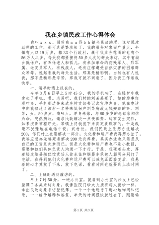 我在乡镇民政工作心得体会