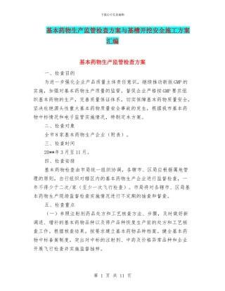 基本药物生产监管检查方案与基槽开挖安全施工方案汇编