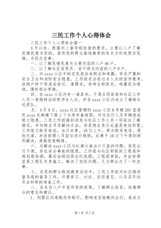 三民工作个人心得体会