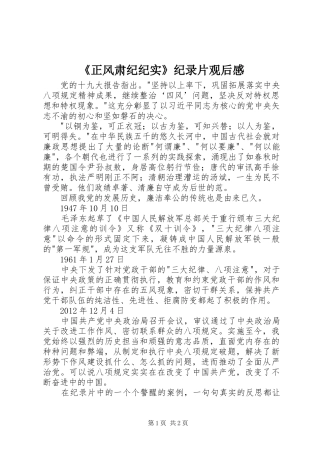 《正风肃纪纪实》纪录片观后感