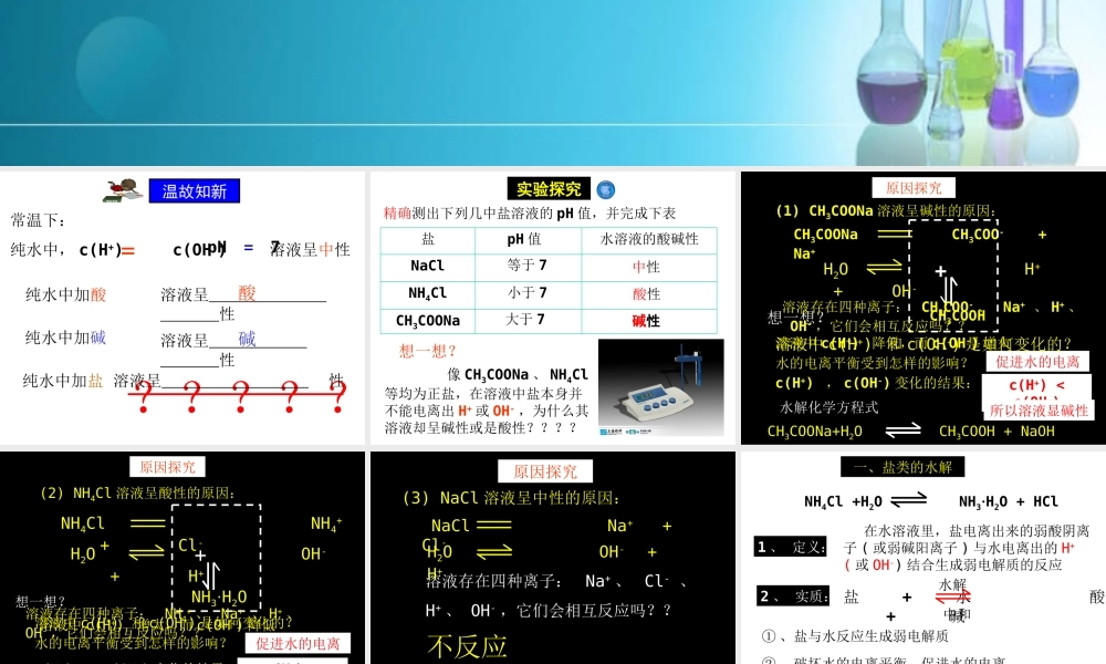 盐类的水解（第一课时）