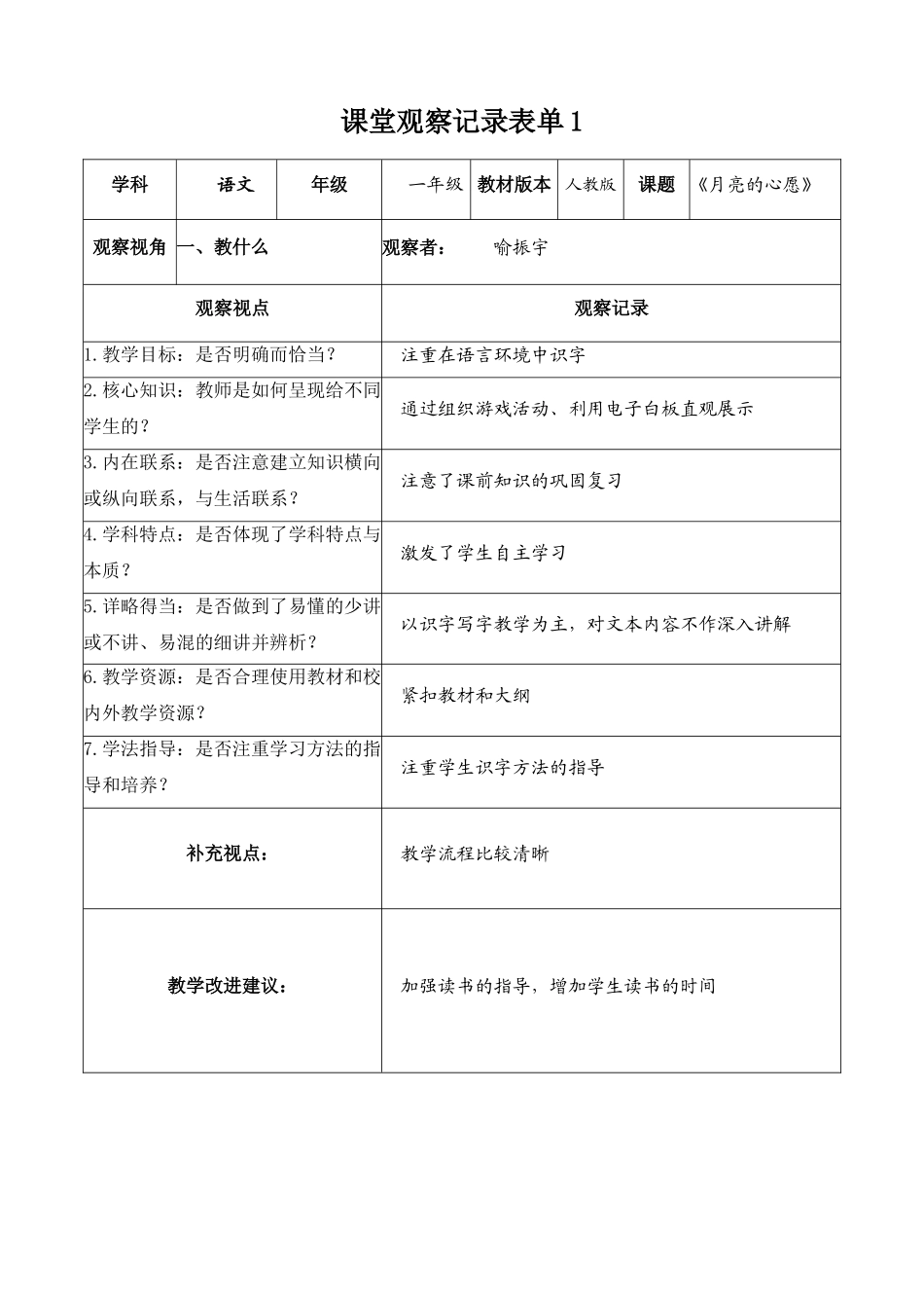 课堂观察记录表_第1页