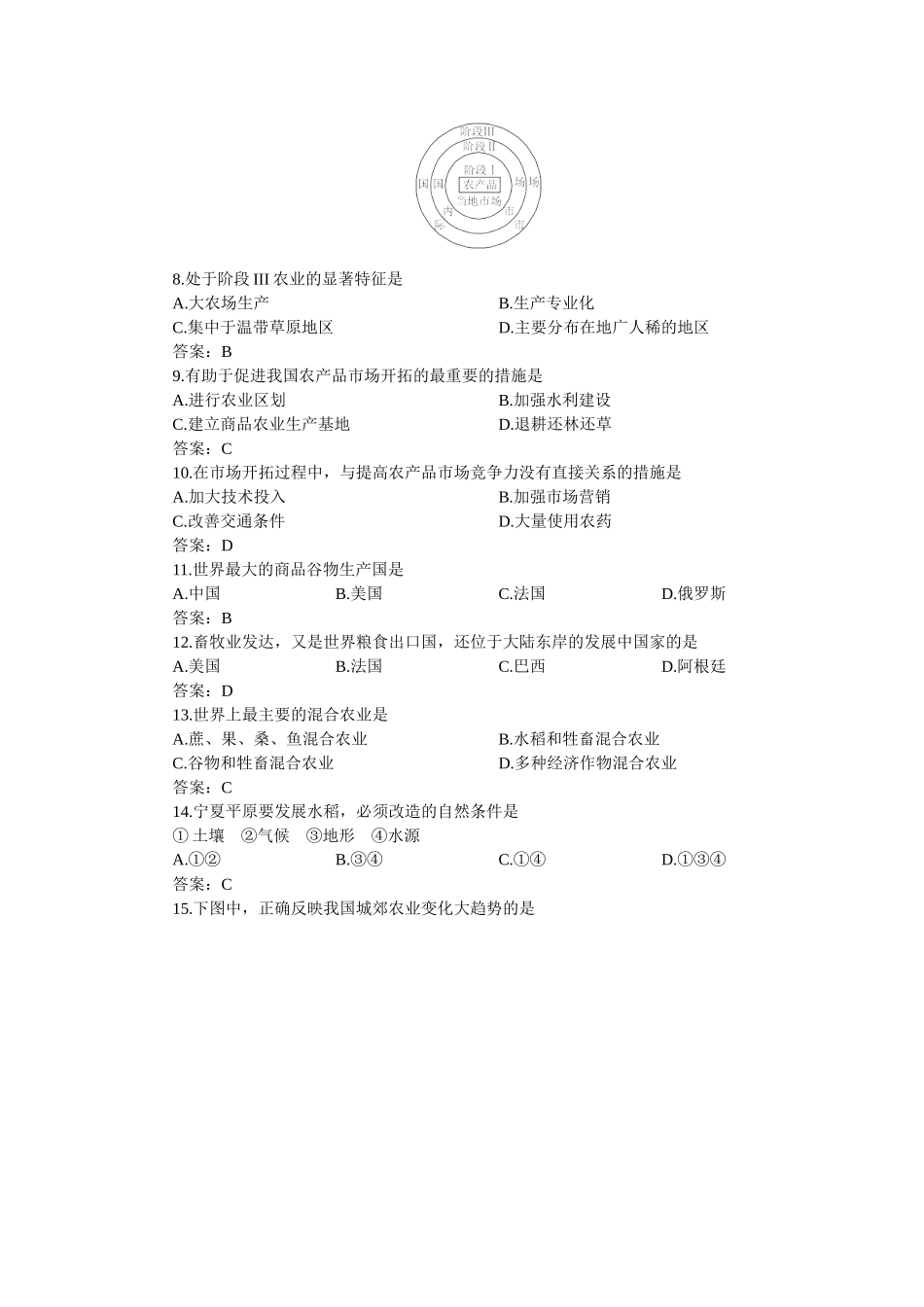 农业地域的形成与发展(共同测控卷)_第2页