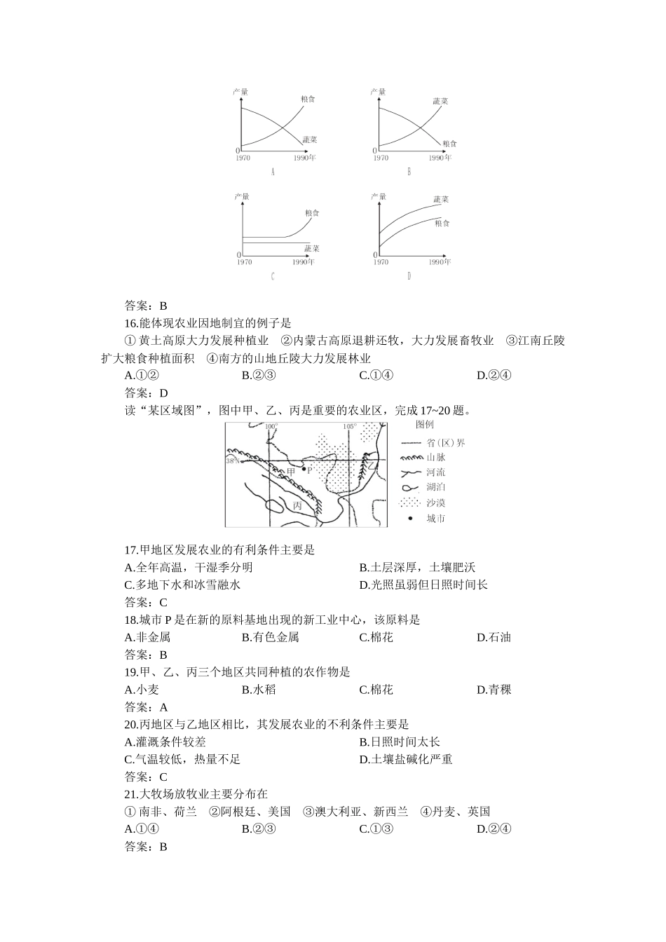 农业地域的形成与发展(共同测控卷)_第3页