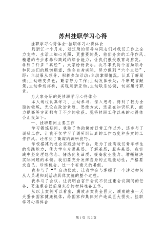 苏州挂职学习心得