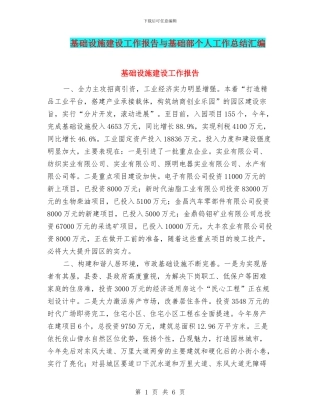 基础设施建设工作报告与基础部个人工作总结汇编