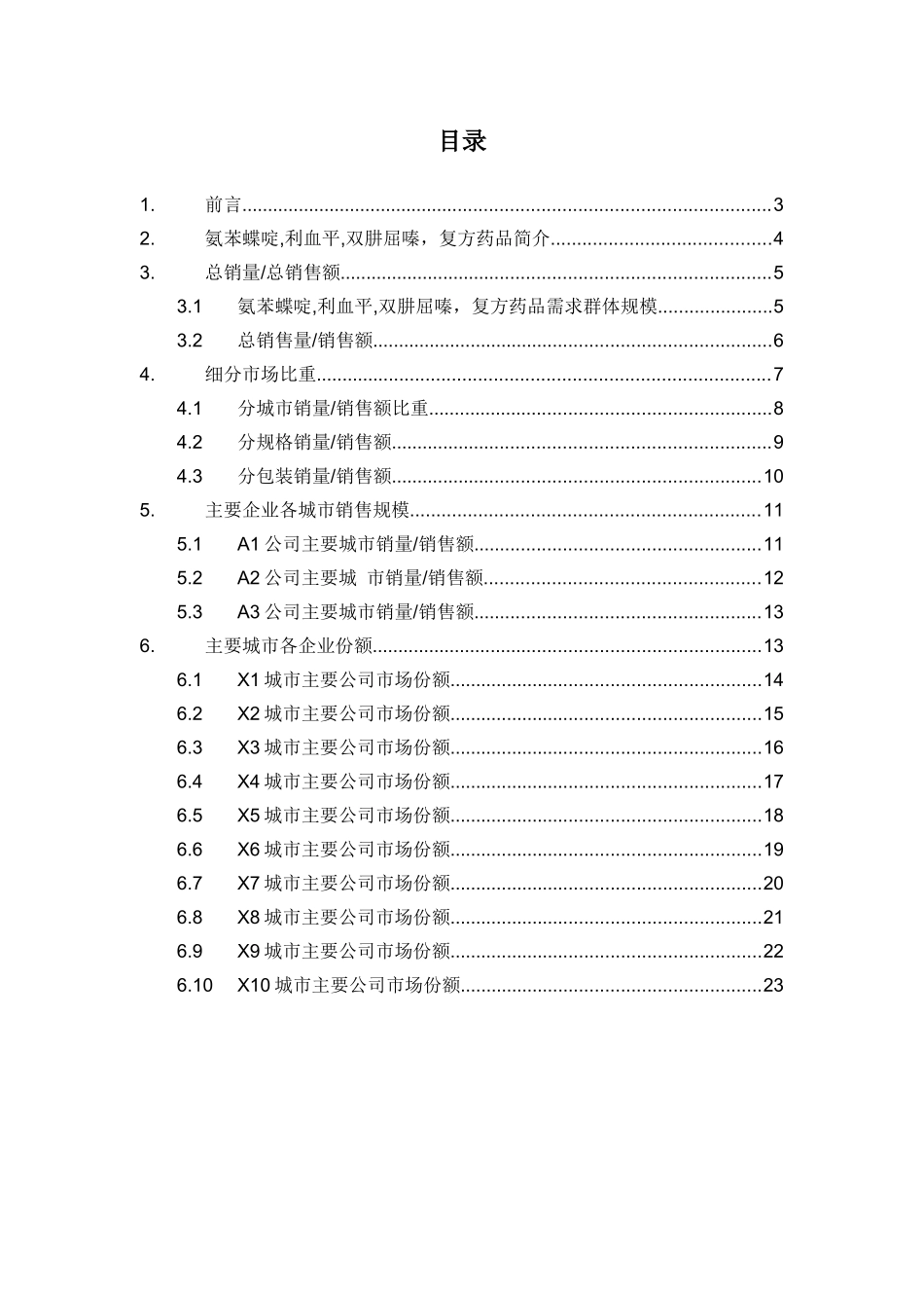 X年氨苯蝶啶利血平双肼屈嗪复方药品销售数据市场_第2页