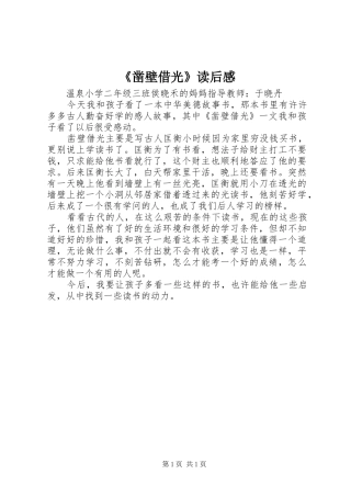 《凿壁借光》读后感