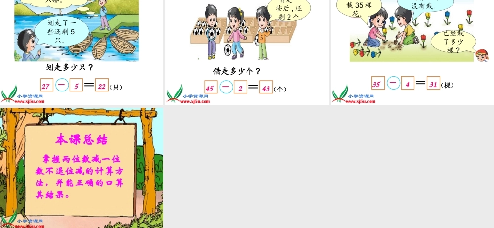 （苏教版）一年级数学下册课件两位数减一位数（不退位）