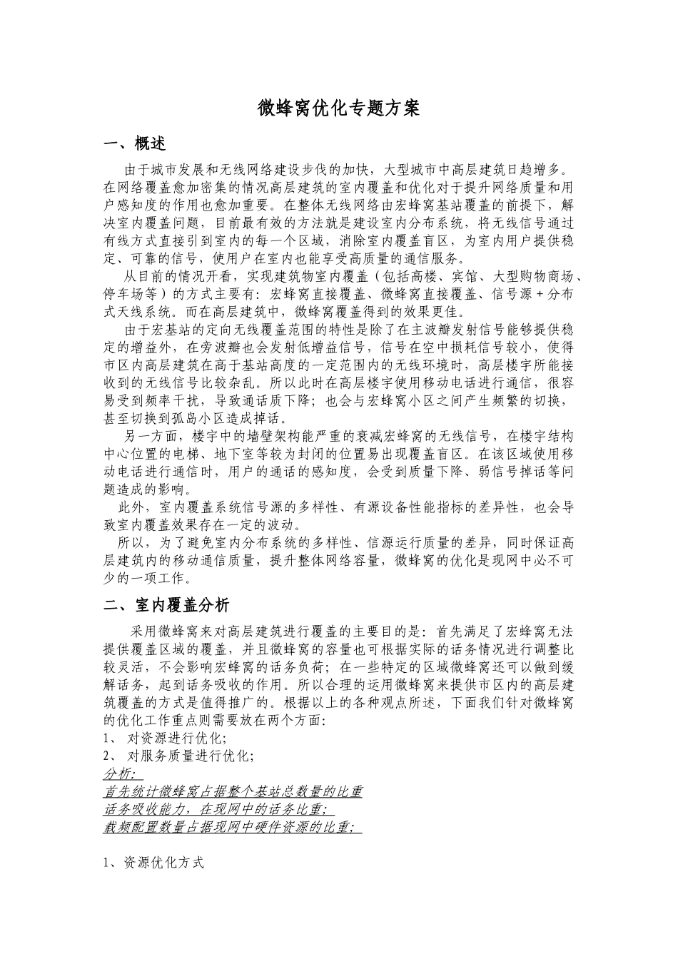 乌鲁木齐微蜂窝优化方案_第1页