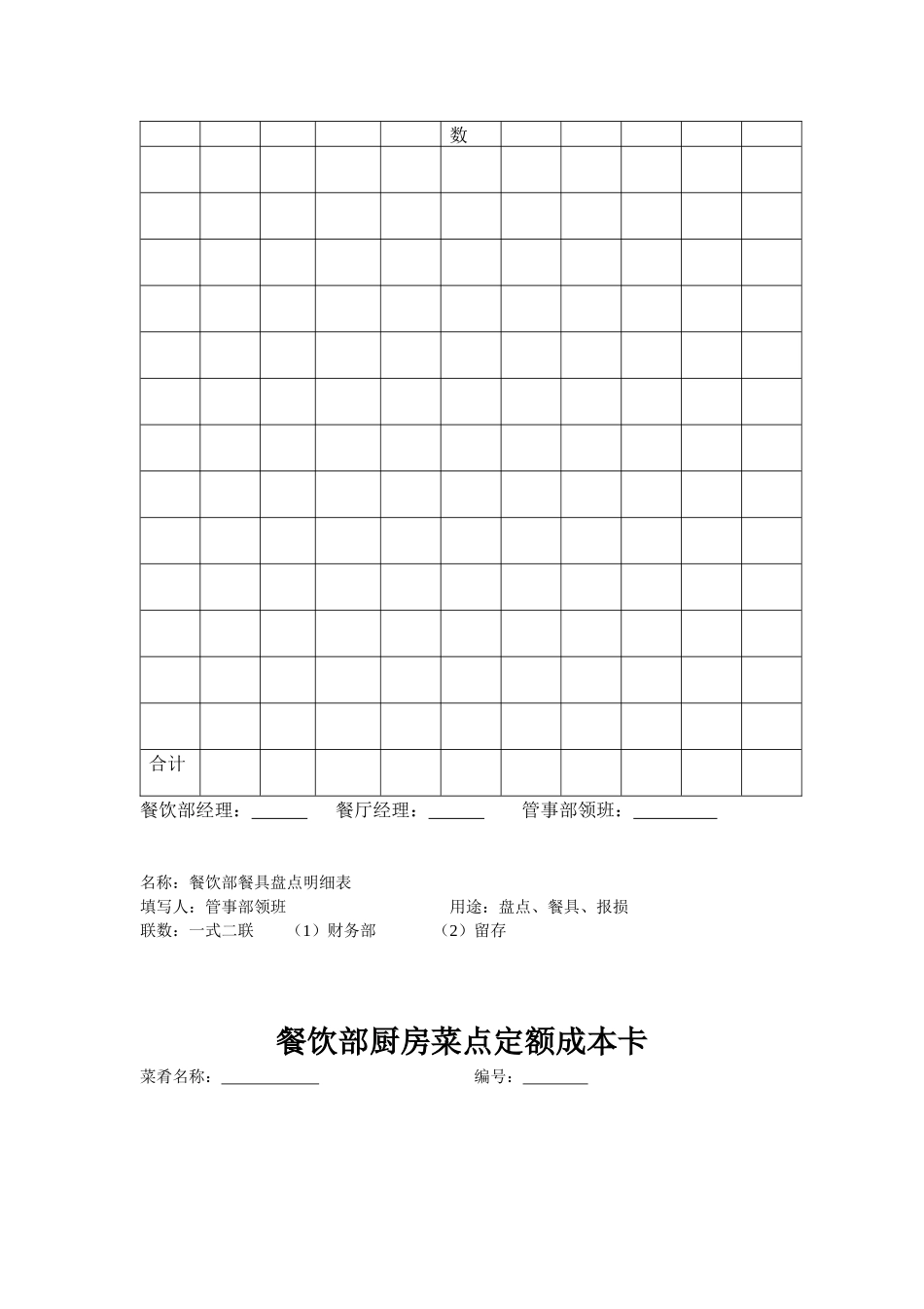 餐饮常用表格_第2页