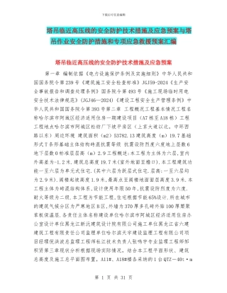 塔吊临近高压线的安全防护技术措施及应急预案与塔吊作业安全防护措施和专项应急救援预案汇编