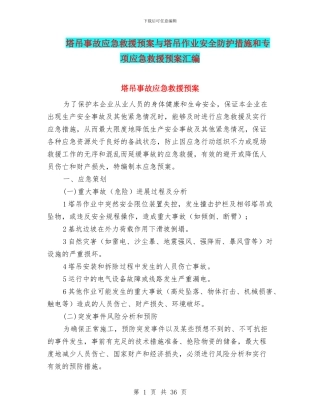 塔吊事故应急救援预案与塔吊作业安全防护措施和专项应急救援预案汇编