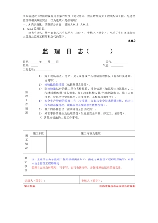 江苏省建设工程监理现场用表(第六版)-与第五版区别(DOC41页)