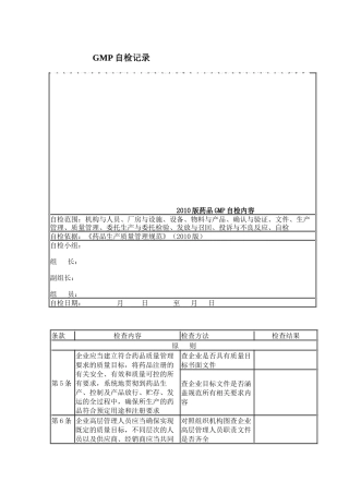 12RD11001-012010版药品GMP自检内容