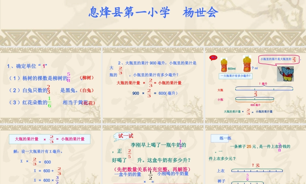 列方程解决有关分数的简单实际问题