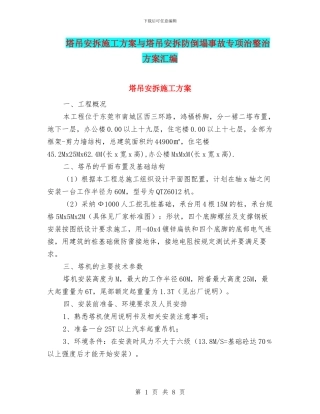 塔吊安拆施工方案与塔吊安拆防倒塌事故专项治整治方案汇编