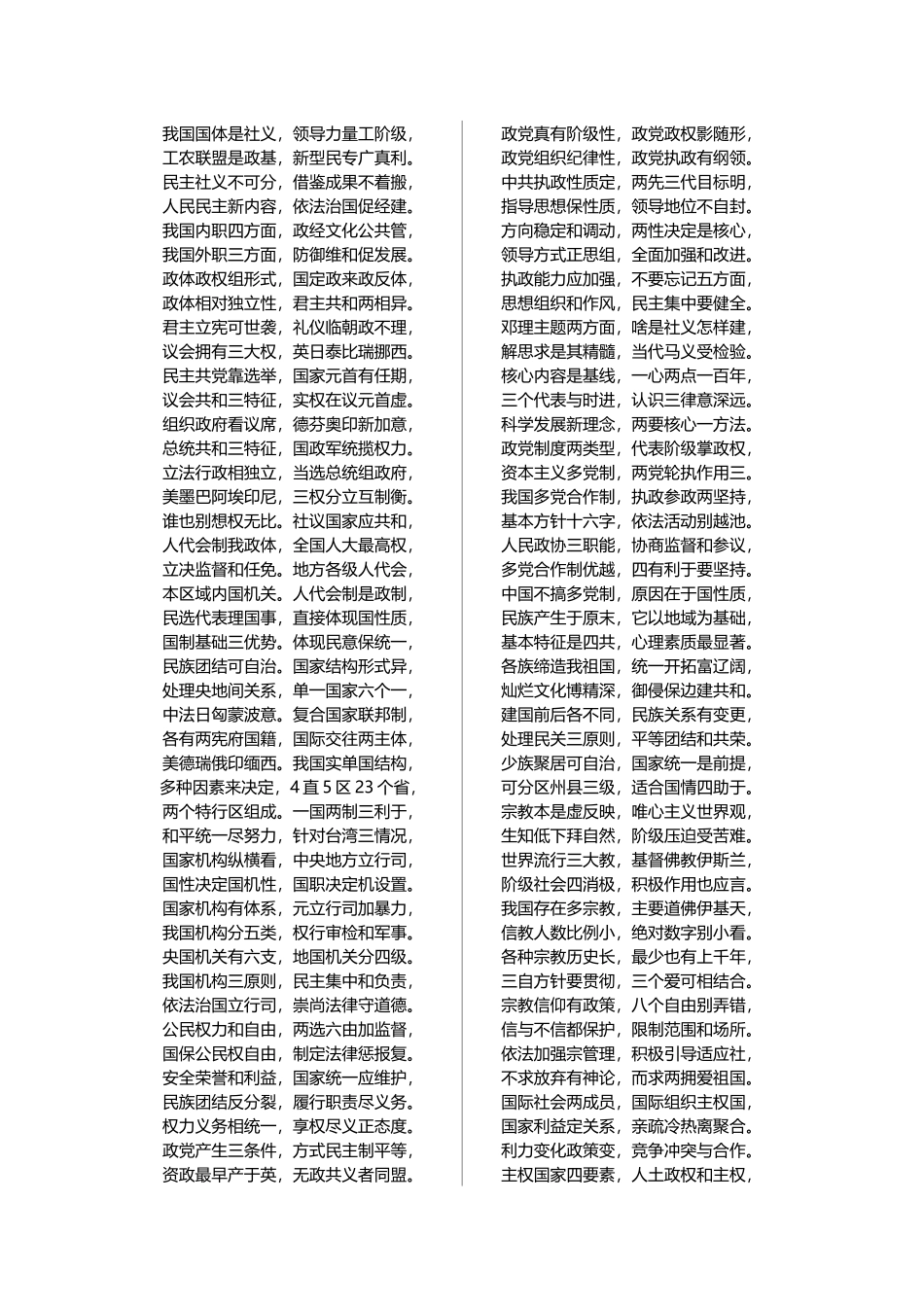 高中政治速记口诀_第2页