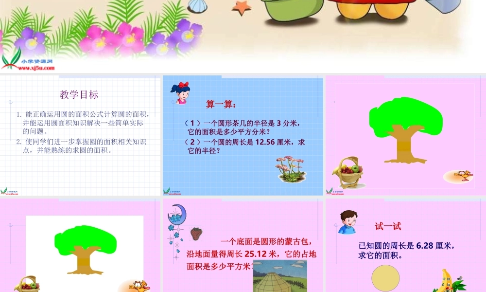 北师大版六年级数学上册《圆的面积练习题》PPT课件