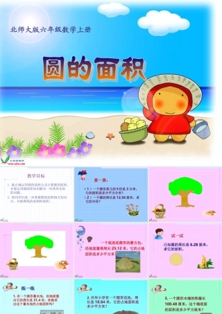 北师大版六年级数学上册《圆的面积练习题》PPT课件