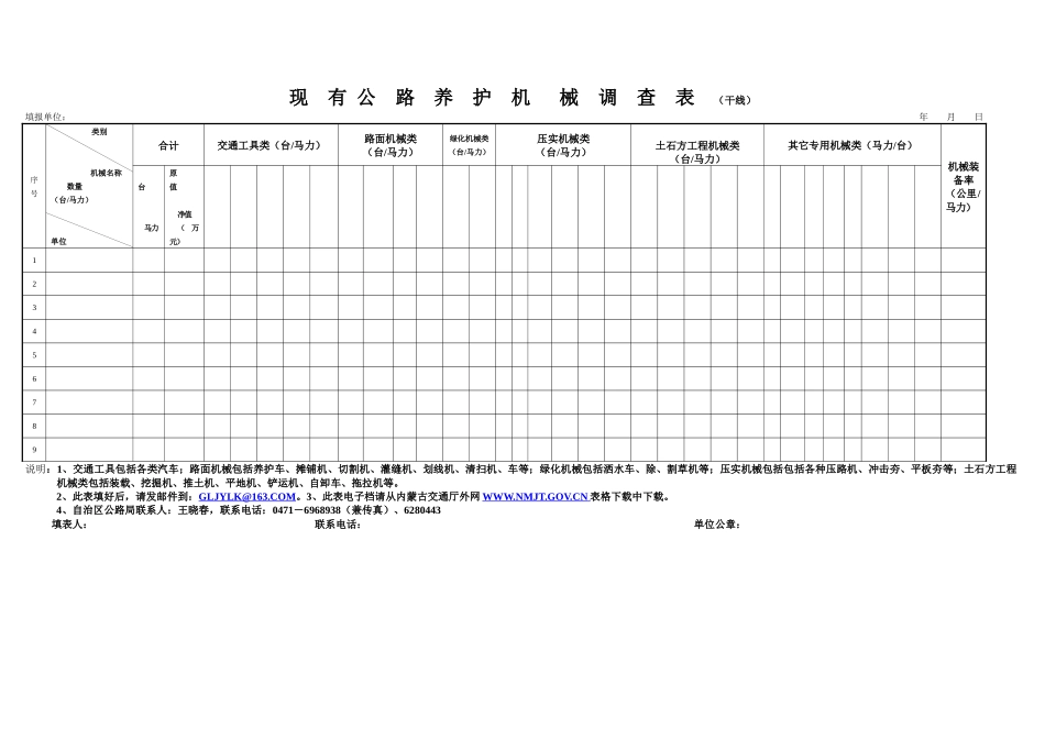 公路机械年度报表_第1页