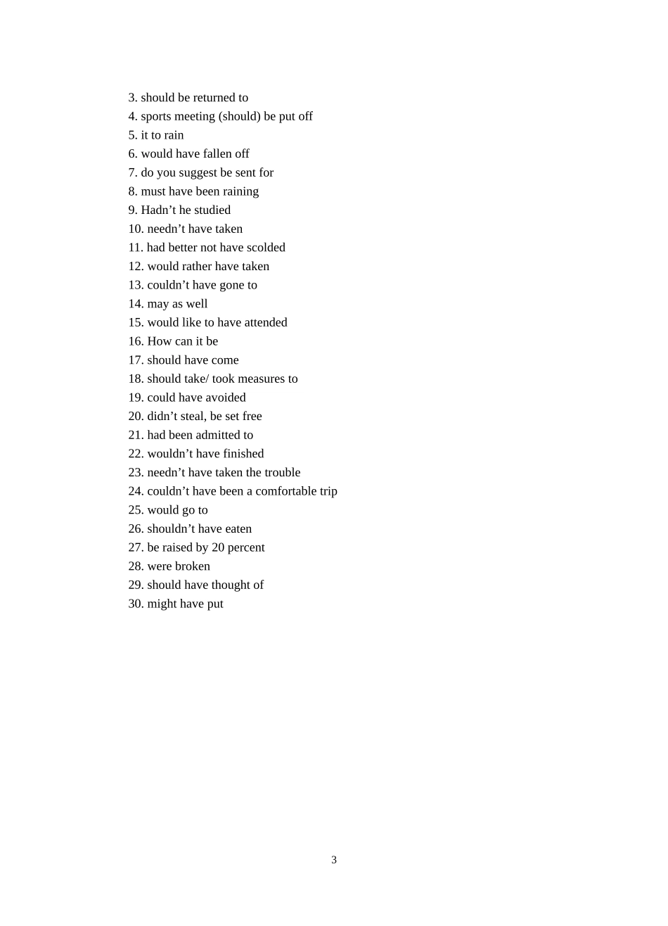 情态动词和虚拟语气完成句子精练_第3页