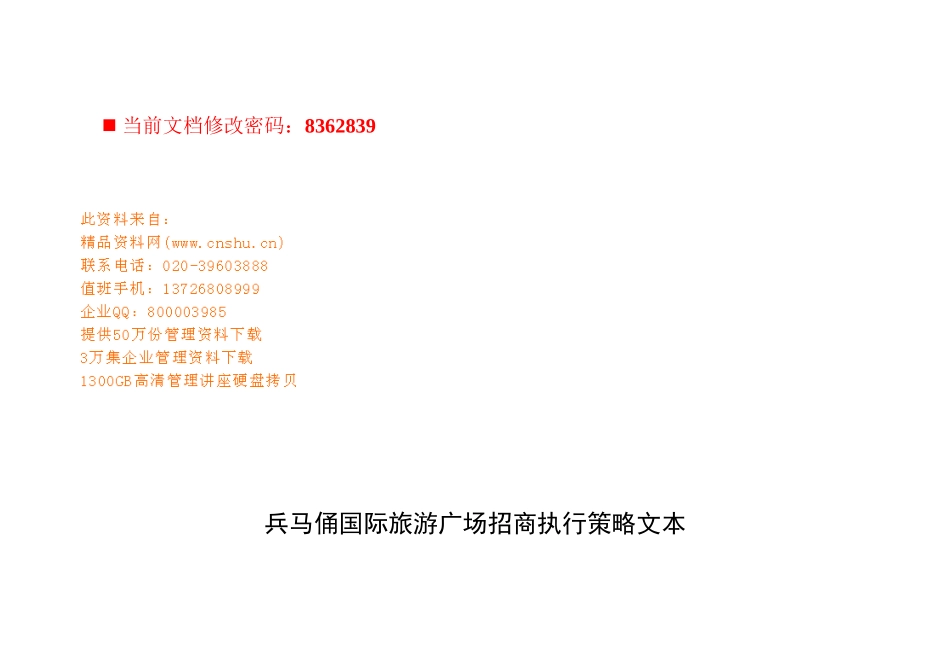 兵马俑国际旅游广场招商执行策略(doc 41页)_第1页