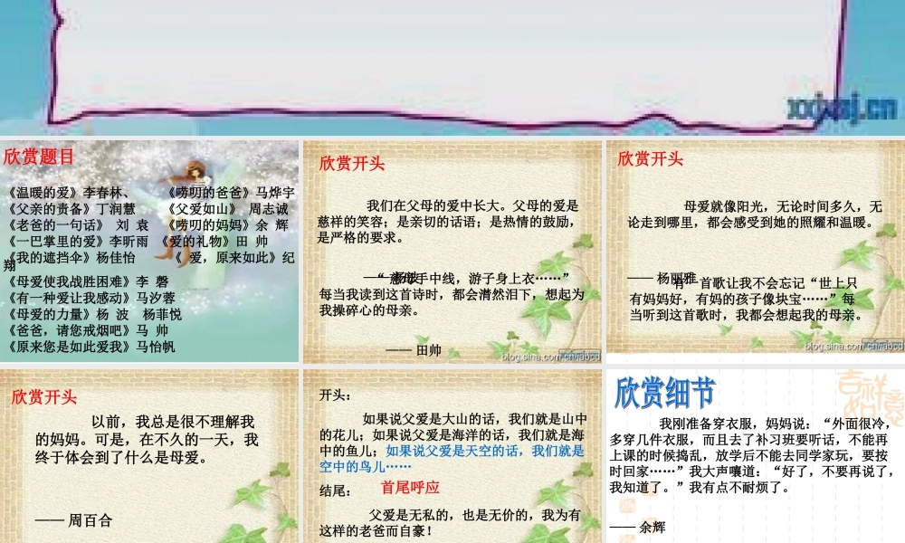 习作讲评《父母之爱》