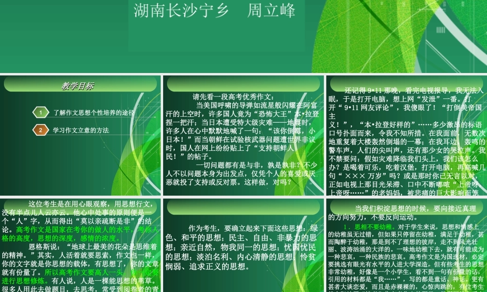 思想的个性是作文最靓丽的个性