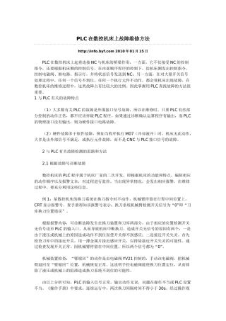 PLC在数控机床上故障维修方法