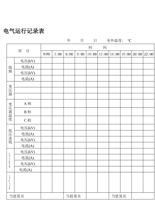电气运行记录表