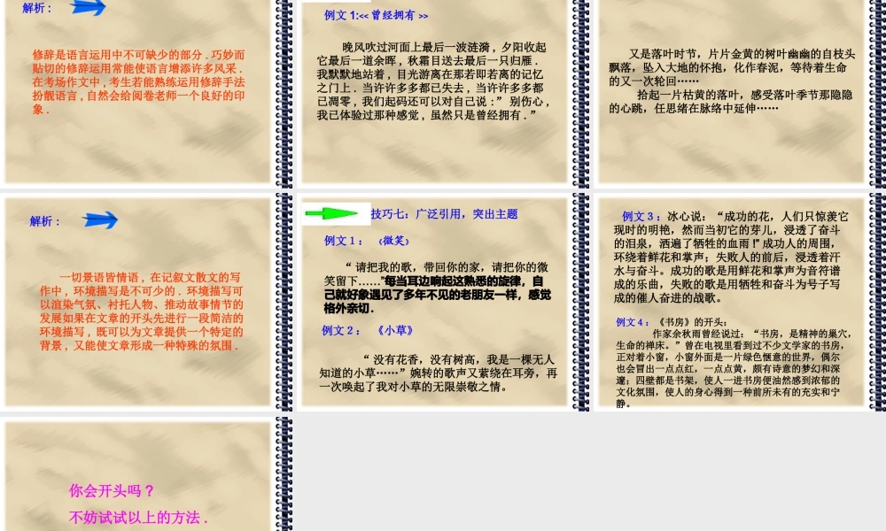 中考作文开头技巧例谈